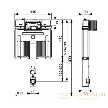 смывной бачок скрытого монтажа tece tecebox octa ii 9370500 глубина 8 см