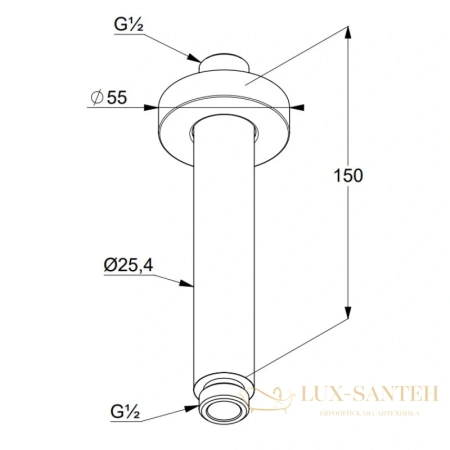 потолочный кронштейн kludi a-qa 6651539-00 150 мм, черный матовый