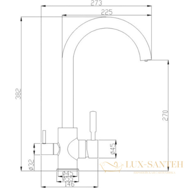 смеситель zorg steel hammer sh713satin для кухни, сатин