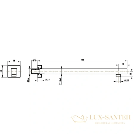 кронштейн villeroy & boch universal tvc00045453061 для верхнего душа 368 мм, хром