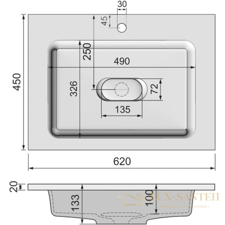 раковина jorno modul mol.08.65/w 62х45 см, белый 