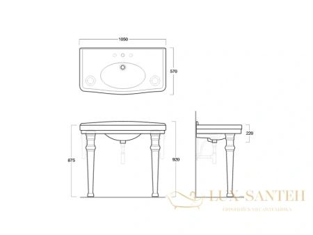 раковина simas londra lo934bi*1 105x57 см, белый