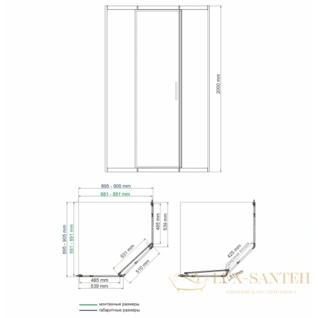 душевой уголок wasserkraft naab 86s11 90х90 см 