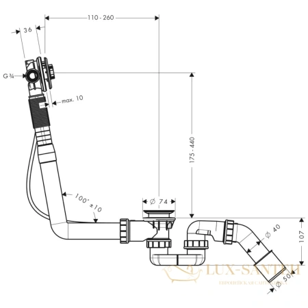 слив-перелив hansgrohe exafill s 58115180 без накладки