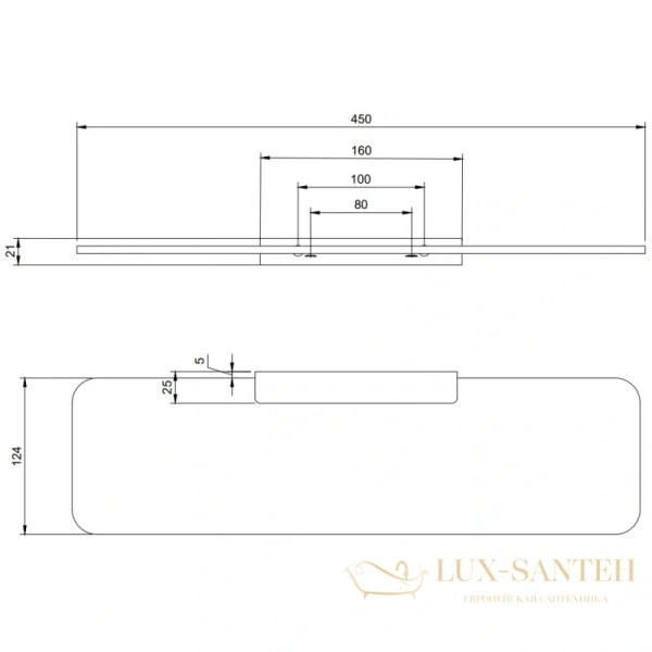 полка стеклянная villeroy & boch elements-striking tva15202400061 45 см, хром