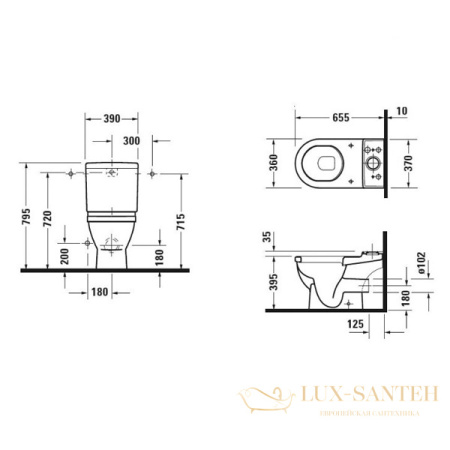 чаша напольного унитаза duravit starck 3 0126090000, белый