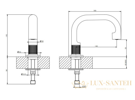 излив gessi inciso- 58091.246 для раковины, золото