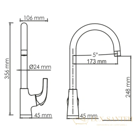 смеситель wasserkraft sauer 7107 для кухни, золотой