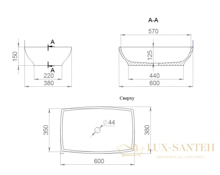 раковина salini gloria 1102204m s-stone 60x38 см, белый