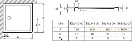 душевой поддон jacob delafon flight 80x80 e62441-00