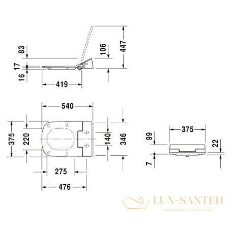 крышка-биде duravit sensowash 611200002000300 slim, белый