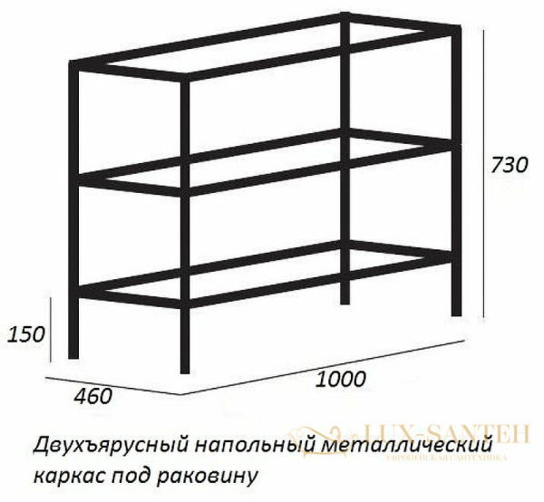 консоль под раковину cezares cadro cadro-100/46/73-2c-pia-met-st, черный матовый