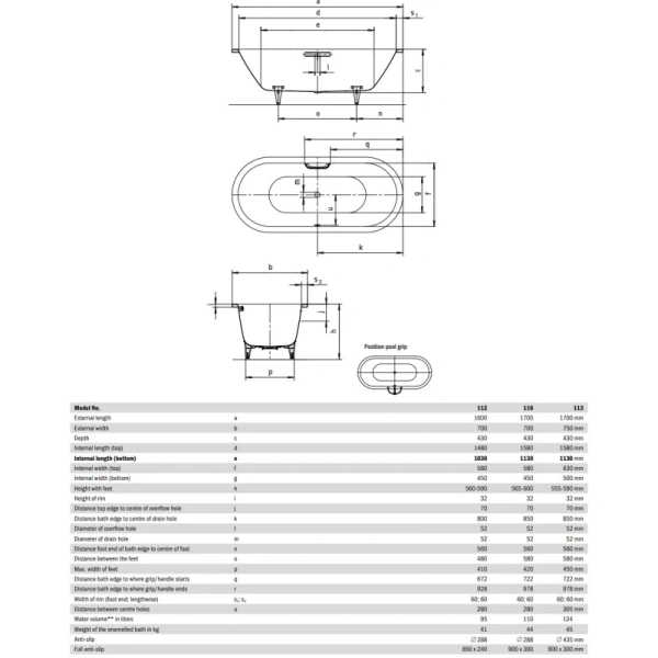 стальная ванна kaldewei classic duo oval 292600013001 116 170х70 см с покрытием easy-clean, альпийский белый 