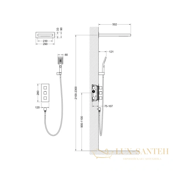 душевой комплект timo petruma sx-5039/03sm, черный матовый