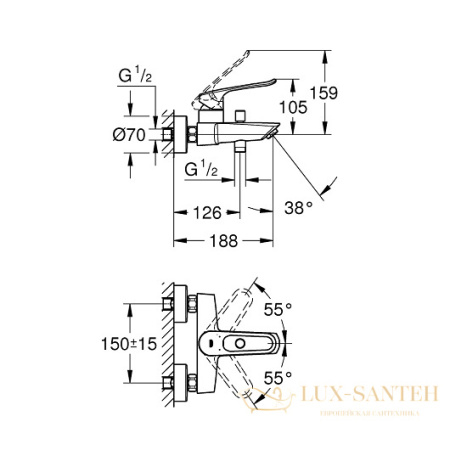 смеситель grohe eurosmart 25241003 для ванны, хром