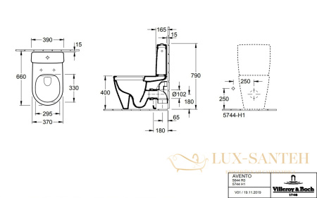 бачок керамический villeroy & boch avento 775811r1 для унитаза ceramicplus, альпийский белый