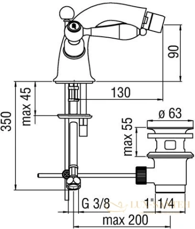 смеситель для биде nobili antica, at31119/6br, цвет бронза