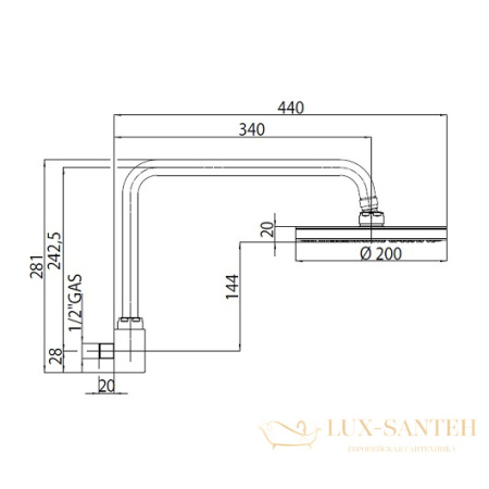 верхний душ bossini oki h59405.030 ø 200 мм