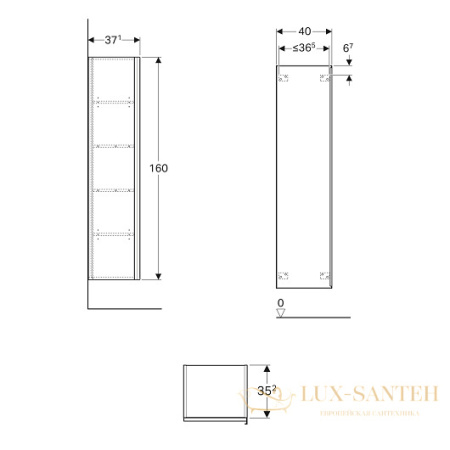 шкаф-пенал geberit citterio 500.554.ji.1 400х1600 мм