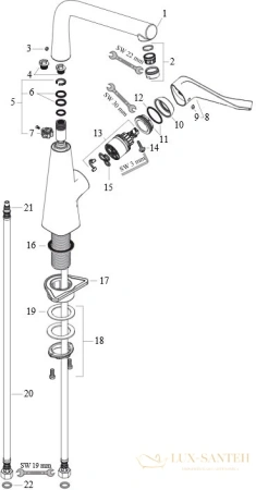 смеситель для кухни hansgrohe metris сталь 14822800