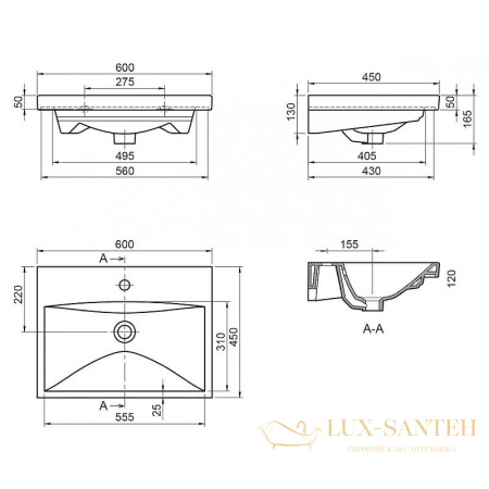 раковина belbagno bb-0320-60-lvb 60 см, белый