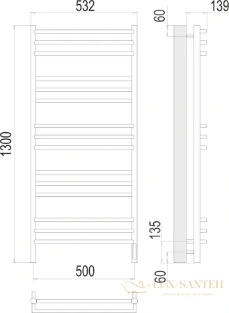 полотенцесушитель электрический terminus прато 4670078531513 п15 500x1300