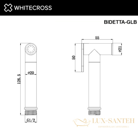 лейка для биде whitecross bidetta-glb, брашированное золото