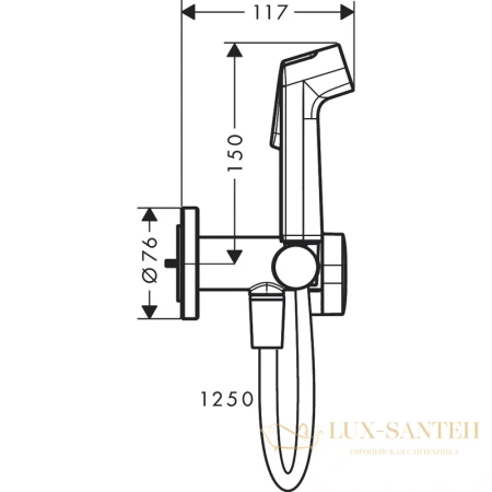 комплект смесителя с гигиеническим душем hansgrohe bidette s 1jet 29232000 с держателем и шлангом