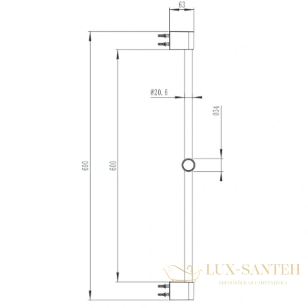 душевая штанга villeroy & boch embrace tvs1086001161 69 см, хром