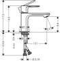 смеситель для раковины hansgrohe rebris s 72514000, без донного клапана, хром глянцевый