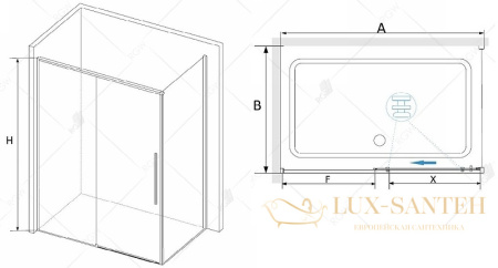 душевой уголок rgw stilvoll 32324292-014 sv-42b 120x90, профиль черный, стекло прозрачное