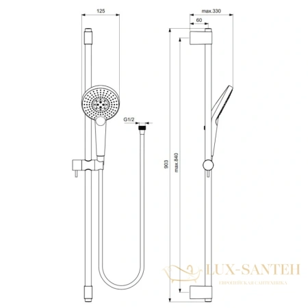 душевой гарнитур ideal standard evo jet round xl3 b1763aa, хром