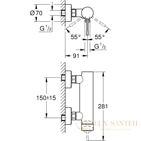 смеситель для душа grohe essence new 33636dl1, теплый закат матовый