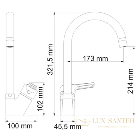 смеситель wasserkraft ruhr 24407 для кухни, хром