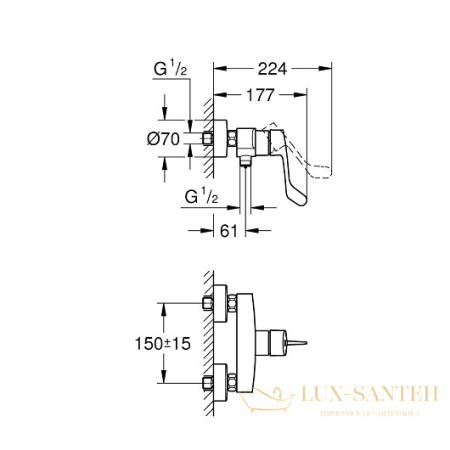 смеситель grohe eurosmart 25244003 для душа, хром