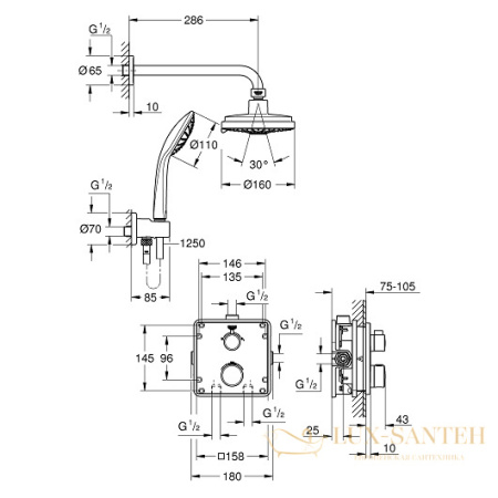 душевая система grohe grohtherm 34735000, хром