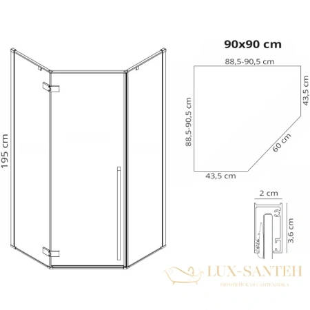 душевой уголок rea diamond rea-k4904 90х90 см 