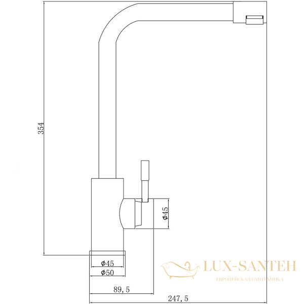 смеситель zorg steel hammer sh 5191 inox для кухни, нержавеющая сталь