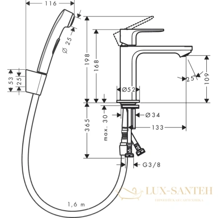 смеситель для раковины hansgrohe rebris 72215000