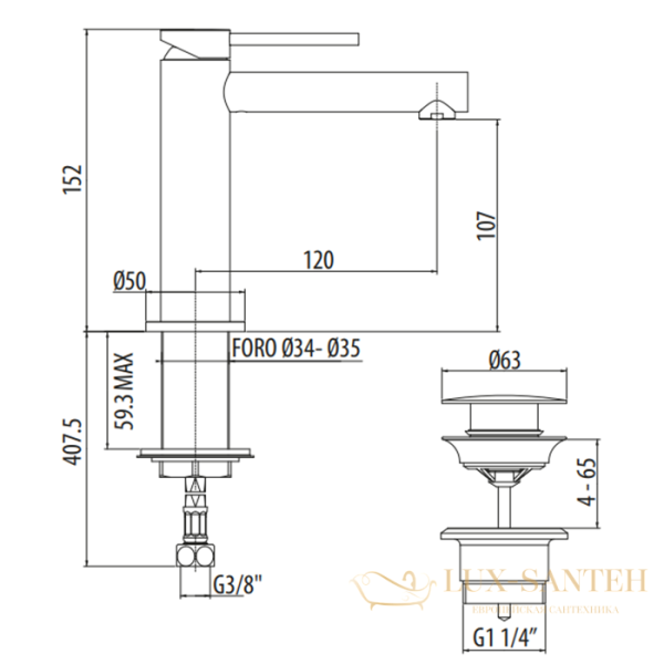 смеситель для раковины gattoni circle one 9042/90c0, с донным клапаном, хром