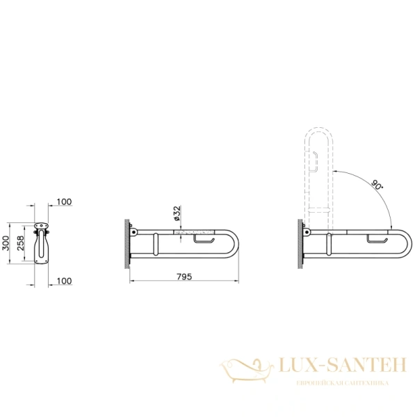 поручень vitra arkitekta a44468 откидной 79,5 см, хром