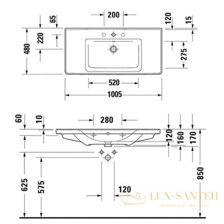 раковина duravit d-neo 2367100000 1005х480 мм, белый