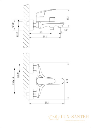 смеситель lemark linara lm0414c для ванны, с коротким изливом, дивертор керамический, хром