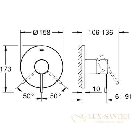 смеситель для душа grohe essence new 24057be1, никель глянцевый