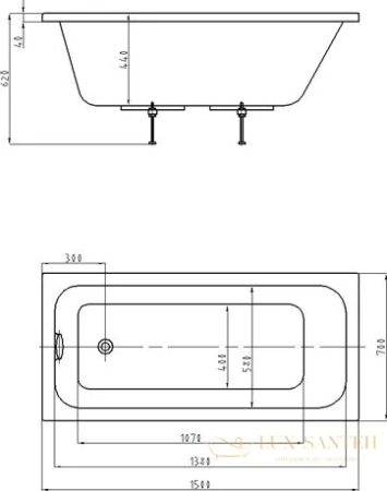 акриловая ванна aquatek мия 150x70 miy150-0000001 (без гидромассажа)