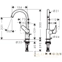 смеситель для раковины с донным клапаном hansgrohe logis 71130670, черный матовый