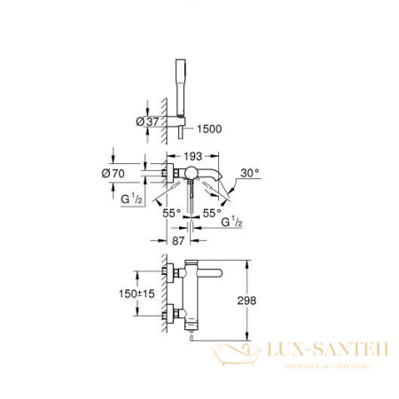 смеситель grohe essence 33628001 для ванны, хром