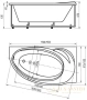 акриловая ванна aquatek бетта 160х97 (левая, без гидромассажа, без фронтального экрана)