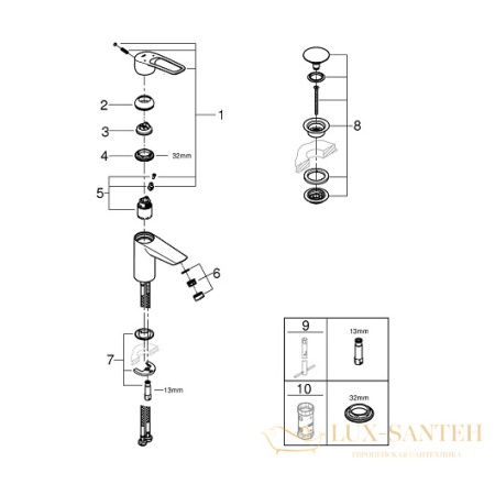 смеситель grohe eurosmart 23980003 для раковины, хром