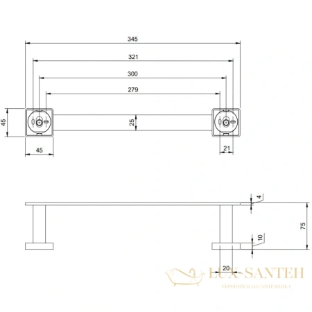 полотенцедержатель villeroy & boch elements-striking tva15200900061 34,5 см, хром